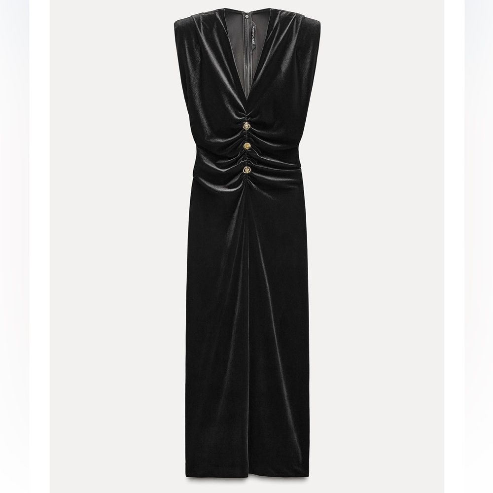 ZARA Buttoned Velvet Dress • Zara Women Collection